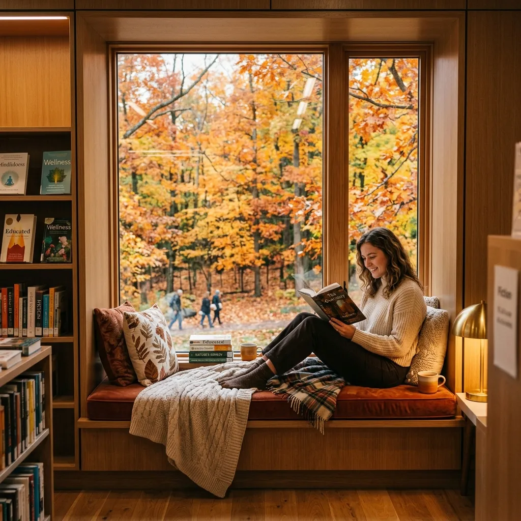 Cozy library window seat